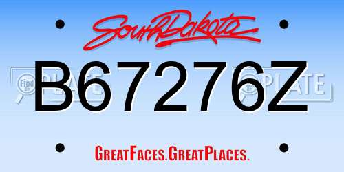 B67276Z South Dakota License Plate