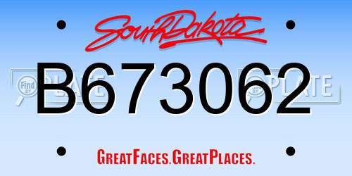 B673062 South Dakota License Plate