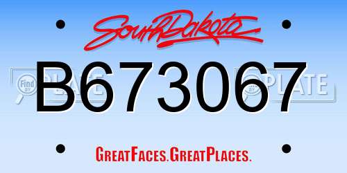 B673067 South Dakota License Plate