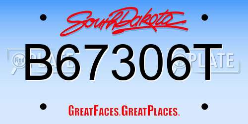 B67306T South Dakota License Plate