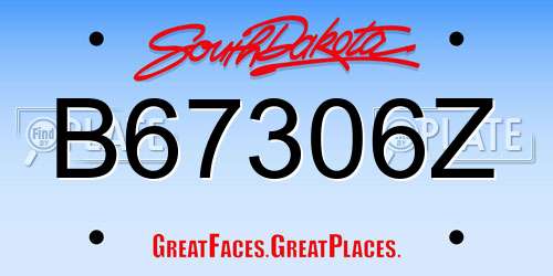 B67306Z South Dakota License Plate