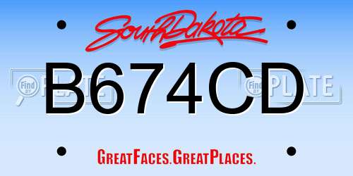 B674CD South Dakota License Plate