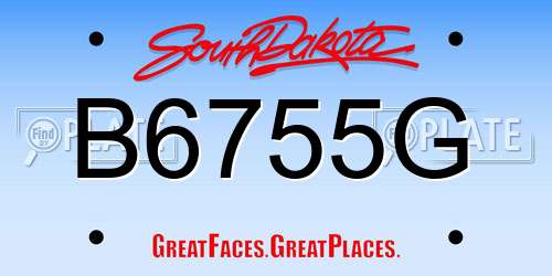B6755G South Dakota License Plate