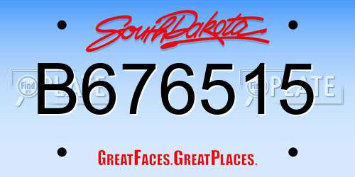B676515 South Dakota License Plate