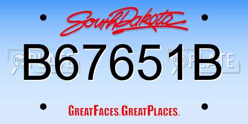B67651B South Dakota License Plate