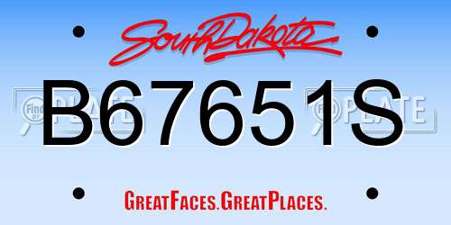 B67651S South Dakota License Plate