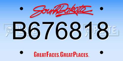 B676818 South Dakota License Plate