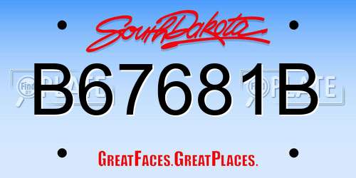B67681B South Dakota License Plate