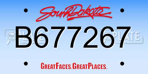 B677267 South Dakota License Plate