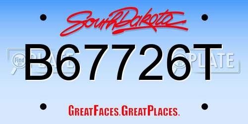 B67726T South Dakota License Plate