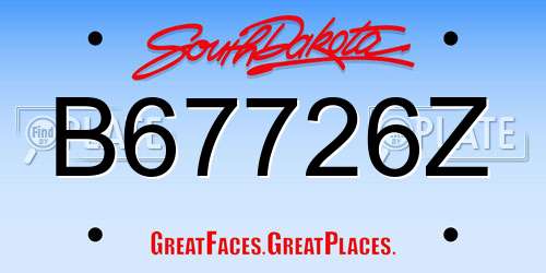 B67726Z South Dakota License Plate