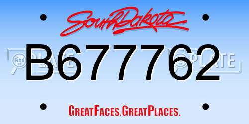 B677762 South Dakota License Plate
