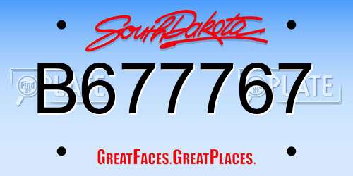 B677767 South Dakota License Plate