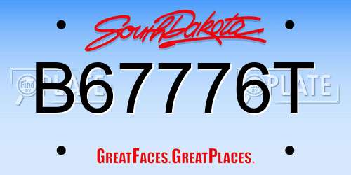 B67776T South Dakota License Plate