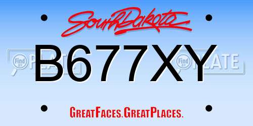 B677XY South Dakota License Plate