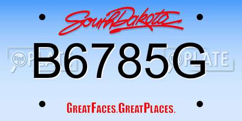 B6785G South Dakota License Plate