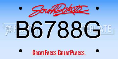 B6788G South Dakota License Plate