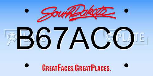 B67ACO South Dakota License Plate