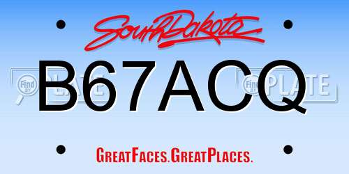 B67ACQ South Dakota License Plate