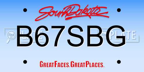 B67SBG South Dakota License Plate