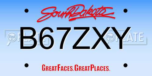 B67ZXY South Dakota License Plate