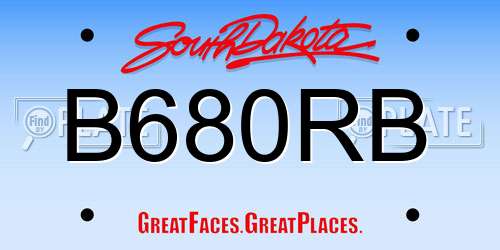 B680RB South Dakota License Plate