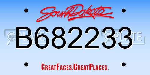 B682233 South Dakota License Plate
