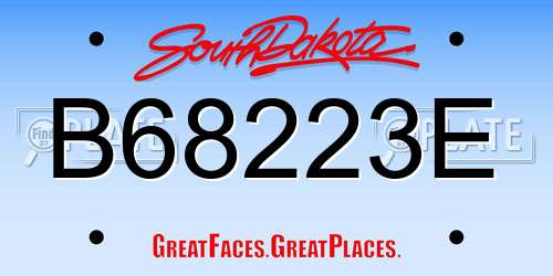 B68223E South Dakota License Plate