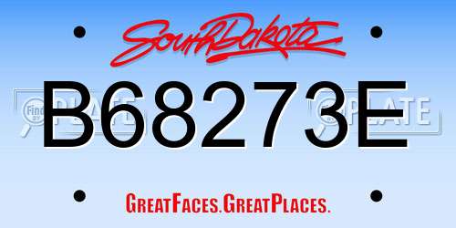 B68273E South Dakota License Plate