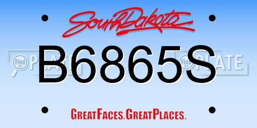B6865S South Dakota License Plate