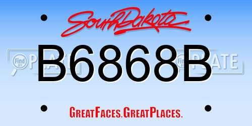 B6868B South Dakota License Plate