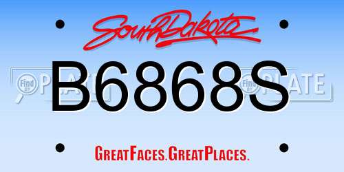 B6868S South Dakota License Plate
