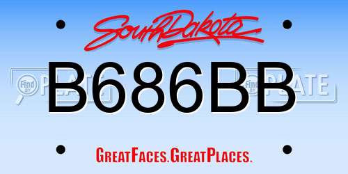 B686BB South Dakota License Plate
