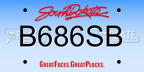 B686SB South Dakota License Plate