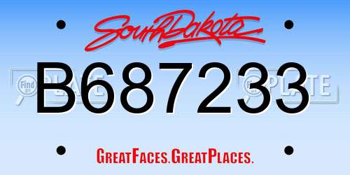 B687233 South Dakota License Plate