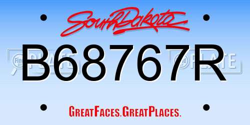 B68767R South Dakota License Plate