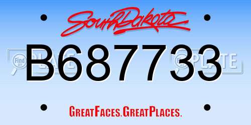 B687733 South Dakota License Plate