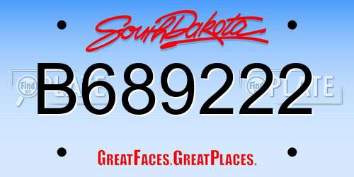 B689222 South Dakota License Plate