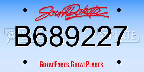 B689227 South Dakota License Plate