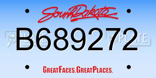 B689272 South Dakota License Plate