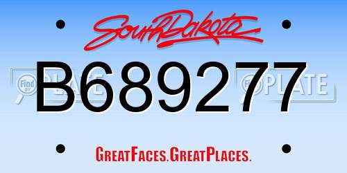 B689277 South Dakota License Plate