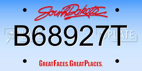 B68927T South Dakota License Plate