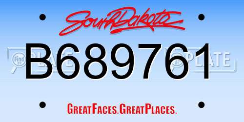 B689761 South Dakota License Plate