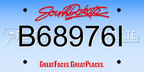 B68976I South Dakota License Plate