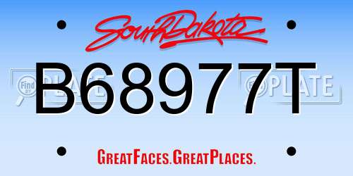 B68977T South Dakota License Plate