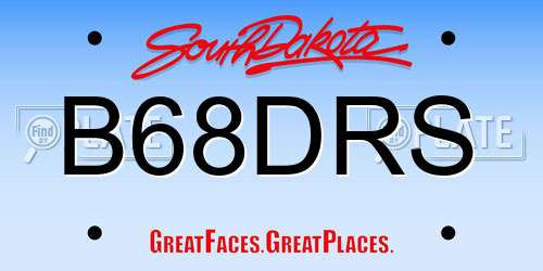 B68DRS South Dakota License Plate