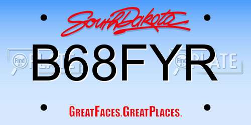 B68FYR South Dakota License Plate