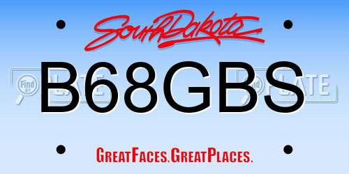B68GBS South Dakota License Plate