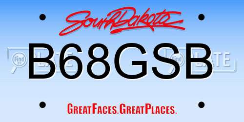 B68GSB South Dakota License Plate