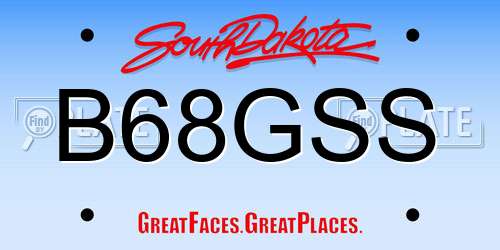 B68GSS South Dakota License Plate